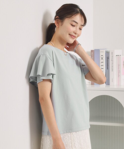ITS'DEMO(イッツデモ)の「【冷感/遮熱】バックフリルTシャツ(Tシャツ/カットソー・レディース・ブラック/サックスブルー/オフホワイト・00)」の16枚目の写真
