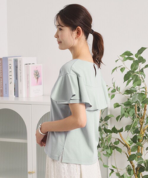 ITS'DEMO(イッツデモ)の「【冷感/遮熱】バックフリルTシャツ(Tシャツ/カットソー・レディース・ブラック/サックスブルー/オフホワイト・00)」の8枚目の写真