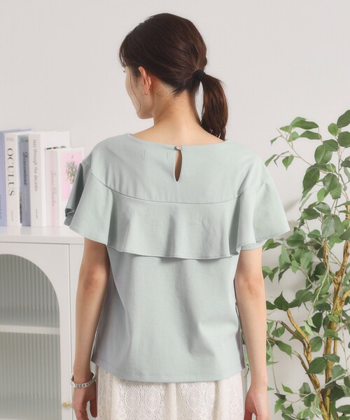 ITS'DEMO(イッツデモ)の「【冷感/遮熱】バックフリルTシャツ(Tシャツ/カットソー・レディース・ブラック/サックスブルー/オフホワイト・00)」の9枚目の写真