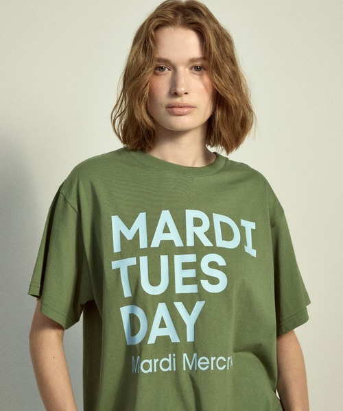 Mardi Mercredi(マルディメクルディ)の「TSHIRT DU MARDI / Tシャツ ドゥ マルディ(Tシャツ/カットソー・レディース・オレンジ/ブラウン/ブルー/クリーム/パープル/アイボリー系1/オリーブ/アイボリー系2・FREE)」の5枚目の写真