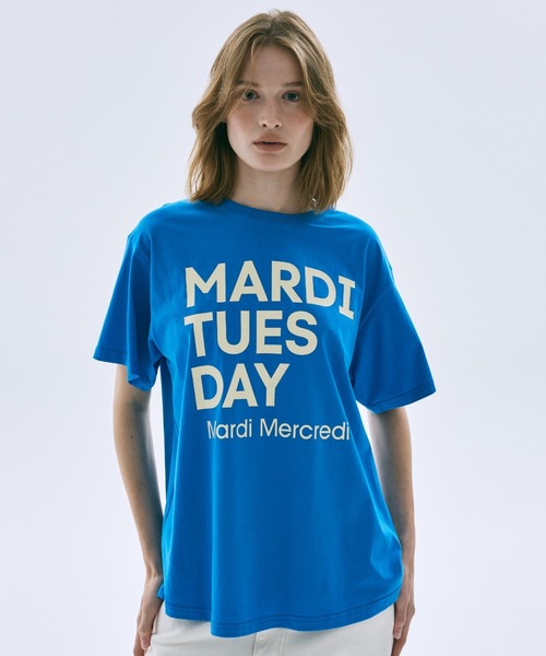 Mardi Mercredi(マルディメクルディ)の「TSHIRT DU MARDI / Tシャツ ドゥ マルディ(Tシャツ/カットソー・レディース・オレンジ/ブラウン/ブルー/クリーム/パープル/アイボリー系1/オリーブ/アイボリー系2・FREE)」の6枚目の写真