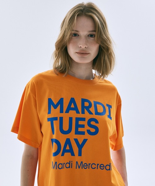 Mardi Mercredi(マルディメクルディ)の「TSHIRT DU MARDI / Tシャツ ドゥ マルディ(Tシャツ/カットソー・レディース・オレンジ/ブラウン/ブルー/クリーム/パープル/アイボリー系1/オリーブ/アイボリー系2・FREE)」の22枚目の写真