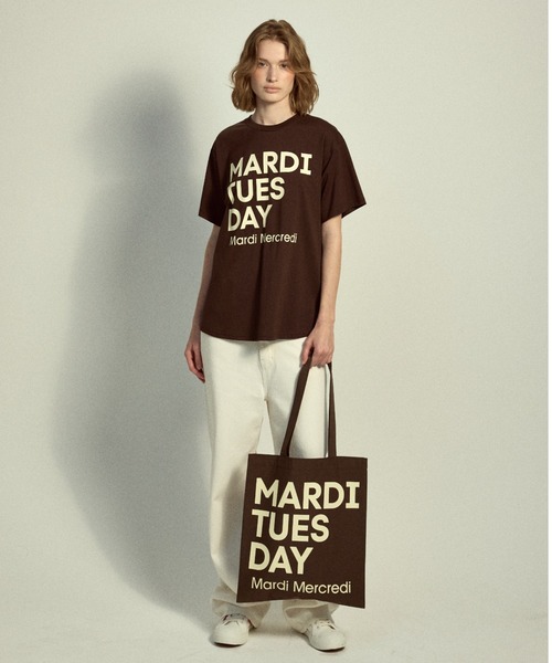 Mardi Mercredi(マルディメクルディ)の「TSHIRT DU MARDI / Tシャツ ドゥ マルディ(Tシャツ/カットソー・レディース・オレンジ/ブラウン/ブルー/クリーム/パープル/アイボリー系1/オリーブ/アイボリー系2・FREE)」の11枚目の写真