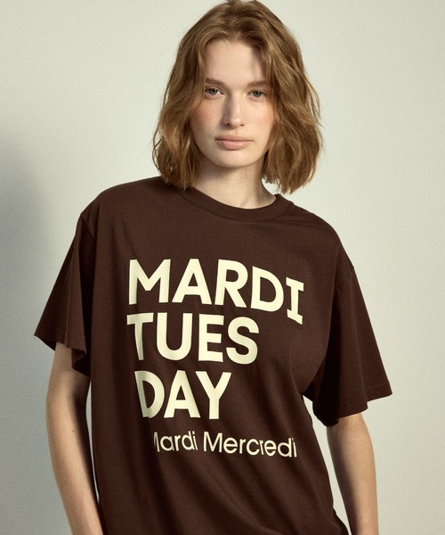 Mardi Mercredi(マルディメクルディ)の「TSHIRT DU MARDI / Tシャツ ドゥ マルディ(Tシャツ/カットソー・レディース・オレンジ/ブラウン/ブルー/クリーム/パープル/アイボリー系1/オリーブ/アイボリー系2・FREE)」の10枚目の写真