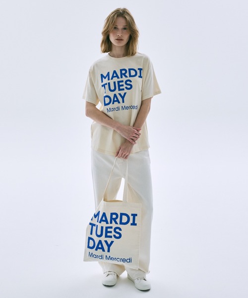 Mardi Mercredi(マルディメクルディ)の「TSHIRT DU MARDI / Tシャツ ドゥ マルディ(Tシャツ/カットソー・レディース・オレンジ/ブラウン/ブルー/クリーム/パープル/アイボリー系1/オリーブ/アイボリー系2・FREE)」の15枚目の写真