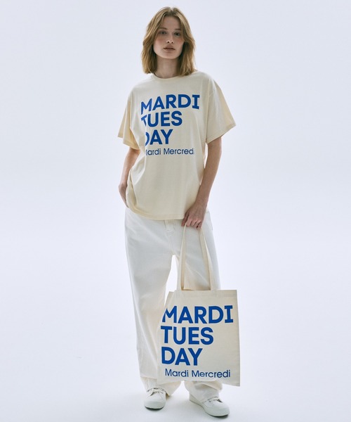 Mardi Mercredi(マルディメクルディ)の「TSHIRT DU MARDI / Tシャツ ドゥ マルディ(Tシャツ/カットソー・レディース・オレンジ/ブラウン/ブルー/クリーム/パープル/アイボリー系1/オリーブ/アイボリー系2・FREE)」の16枚目の写真