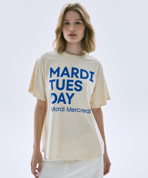 Mardi Mercredi(マルディメクルディ)の「TSHIRT DU MARDI / Tシャツ ドゥ マルディ(Tシャツ/カットソー・レディース・オレンジ/ブラウン/ブルー/クリーム/パープル/アイボリー系1/オリーブ/アイボリー系2・FREE)」の13枚目の写真