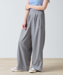 麻調合繊 4本タック ワイドパンツ