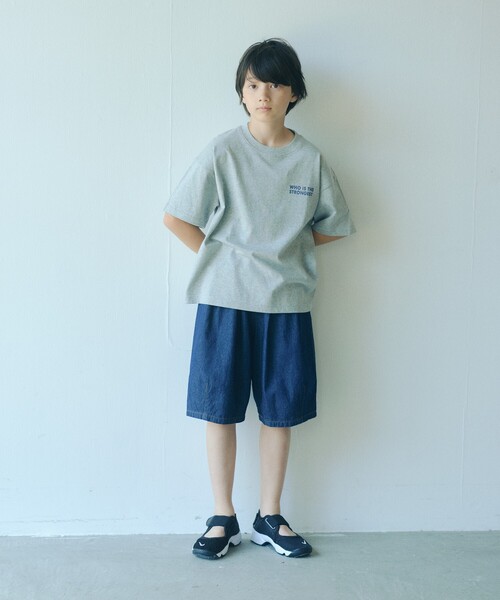 green label relaxing（グリーンレーベルリラクシング）の「デニム バルーン ハーフ パンツ / キッズ 100cm-160cm（デニムパンツ・キッズ・ネイビー/コバルトブルー・110cm/120cm/140cm/100cm/130cm/160cm/150cm）」の3枚目の写真