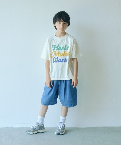 green label relaxing（グリーンレーベルリラクシング）の「デニム バルーン ハーフ パンツ / キッズ 100cm-160cm（デニムパンツ・キッズ・ネイビー/コバルトブルー・110cm/120cm/140cm/100cm/130cm/160cm/150cm）」の4枚目の写真
