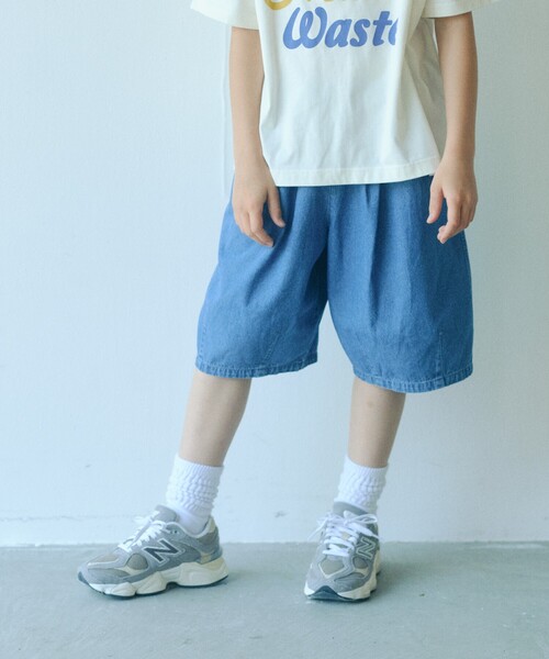 green label relaxing（グリーンレーベルリラクシング）の「デニム バルーン ハーフ パンツ / キッズ 100cm-160cm（デニムパンツ・キッズ・ネイビー/コバルトブルー・110cm/120cm/140cm/100cm/130cm/160cm/150cm）」の8枚目の写真