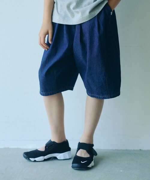 green label relaxing（グリーンレーベルリラクシング）の「デニム バルーン ハーフ パンツ / キッズ 100cm-160cm（デニムパンツ・キッズ・ネイビー/コバルトブルー・110cm/120cm/140cm/100cm/130cm/160cm/150cm）」の9枚目の写真