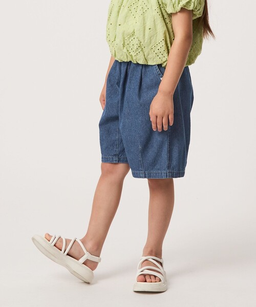 green label relaxing（グリーンレーベルリラクシング）の「デニム バルーン ハーフ パンツ / キッズ 100cm-160cm（デニムパンツ・キッズ・ネイビー/コバルトブルー・110cm/120cm/140cm/100cm/130cm/160cm/150cm）」の10枚目の写真