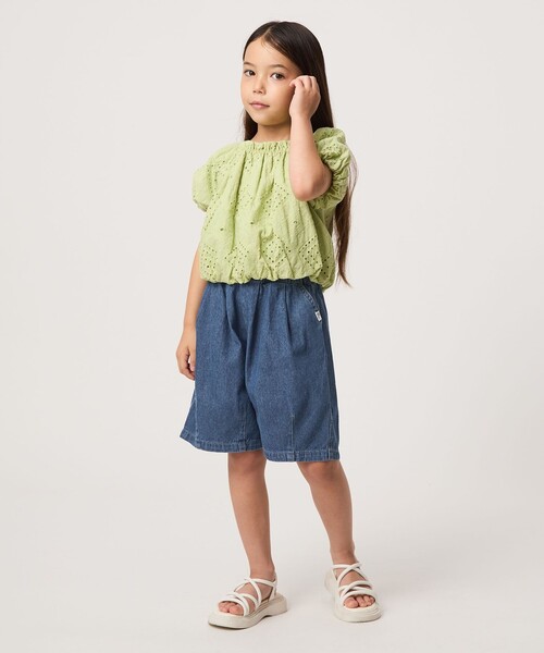 green label relaxing（グリーンレーベルリラクシング）の「デニム バルーン ハーフ パンツ / キッズ 100cm-160cm（デニムパンツ・キッズ・ネイビー/コバルトブルー・110cm/120cm/140cm/100cm/130cm/160cm/150cm）」の11枚目の写真