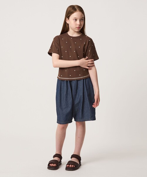 green label relaxing（グリーンレーベルリラクシング）の「デニム バルーン ハーフ パンツ / キッズ 100cm-160cm（デニムパンツ・キッズ・ネイビー/コバルトブルー・110cm/120cm/140cm/100cm/130cm/160cm/150cm）」の16枚目の写真