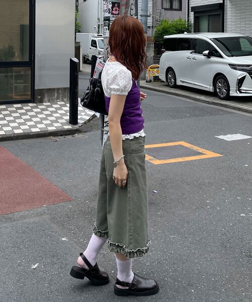 CIAOPANIC(チャオパニック)の「【WEB限定】ホルターネックレイヤードスターボタンキャミソール(Tシャツ/カットソー・レディース・パープル/ブラック・FREE)」の12枚目の写真