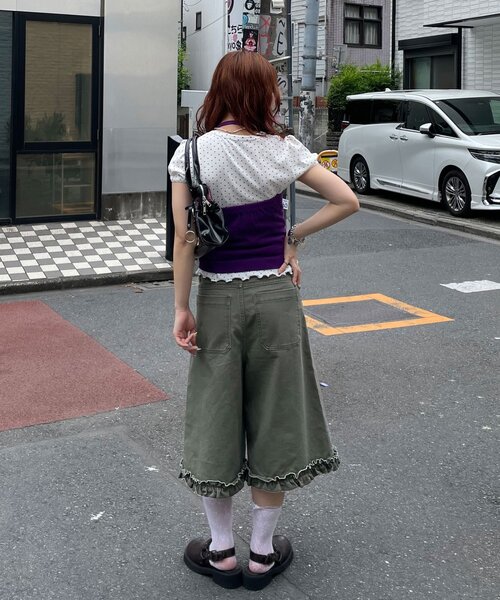 CIAOPANIC(チャオパニック)の「【WEB限定】ホルターネックレイヤードスターボタンキャミソール(Tシャツ/カットソー・レディース・パープル/ブラック・FREE)」の13枚目の写真
