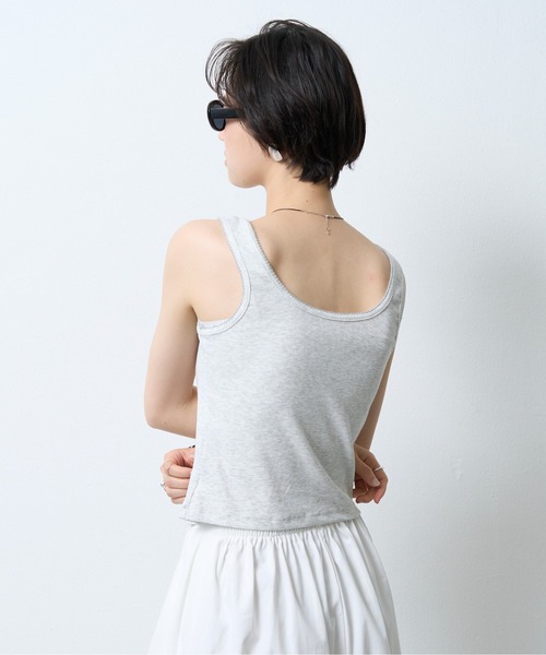 NUJOH(ヌゾ)の「Button Rib Tank Top / ボタンリブタンクトップ(タンクトップ・レディース・ライトグレー/ホワイト・FREE)」の5枚目の写真