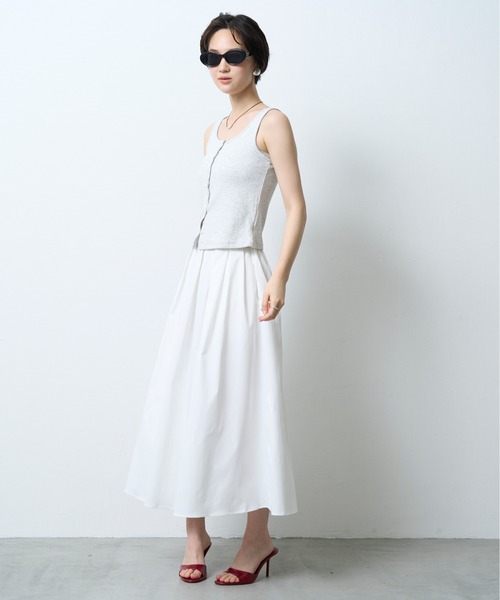 NUJOH(ヌゾ)の「Button Rib Tank Top / ボタンリブタンクトップ(タンクトップ・レディース・ライトグレー/ホワイト・FREE)」の9枚目の写真
