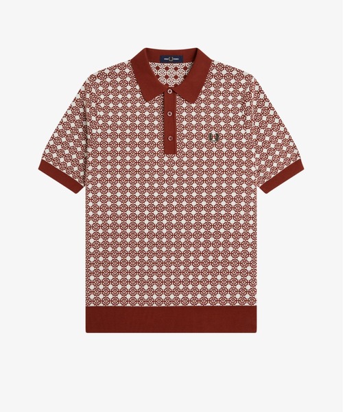 FRED PERRY(フレッドペリー)の「Floral Jacquard Shirt/フローラルジャガードポロシャツ(ポロシャツ・メンズ・ブラウン・L/M/S)」の7枚目の写真