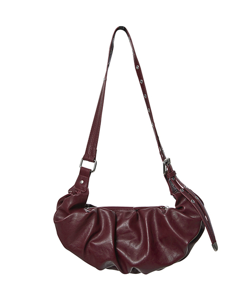 FLAREUP(フレアアップ)の「Draped Leather Bag (FL-745_Burgundy)(ショルダーバッグ・レディース・バーガンディー・OS)」の1枚目の写真