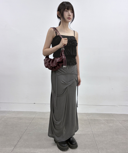 FLAREUP(フレアアップ)の「Draped Leather Bag (FL-745_Burgundy)(ショルダーバッグ・レディース・バーガンディー・OS)」の4枚目の写真