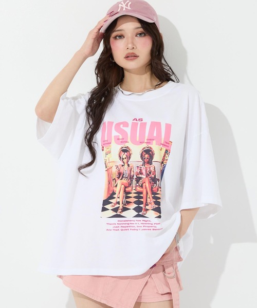 ANAP(アナップ)の「フォトプリントビッグT(Tシャツ/カットソー・レディース・ホワイト/ブラウン/ダークグレー・F)」の9枚目の写真