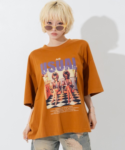 ANAP(アナップ)の「フォトプリントビッグT(Tシャツ/カットソー・レディース・ホワイト/ブラウン/ダークグレー・F)」の20枚目の写真