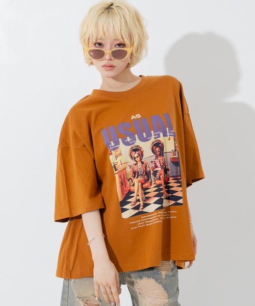 ANAP(アナップ)の「フォトプリントビッグT(Tシャツ/カットソー・レディース・ホワイト/ブラウン/ダークグレー・F)」の21枚目の写真