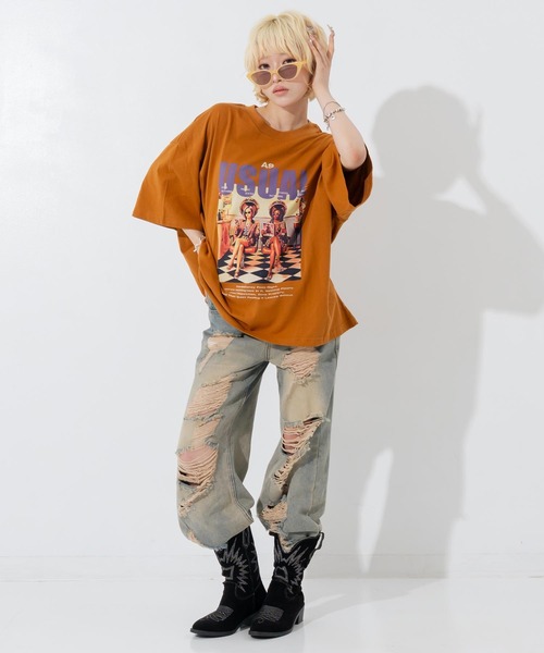 ANAP(アナップ)の「フォトプリントビッグT(Tシャツ/カットソー・レディース・ホワイト/ブラウン/ダークグレー・F)」の6枚目の写真