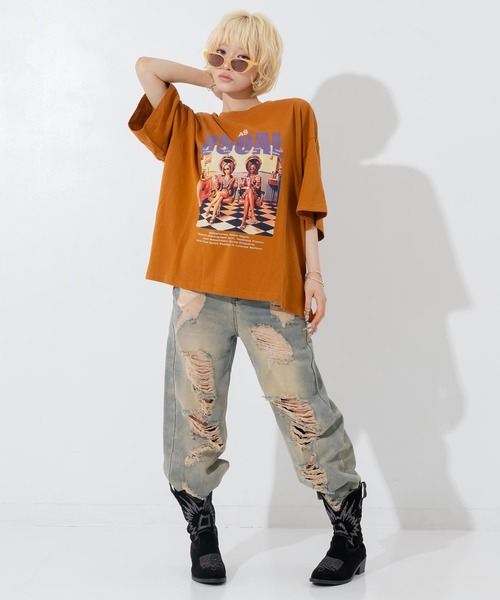 ANAP(アナップ)の「フォトプリントビッグT(Tシャツ/カットソー・レディース・ホワイト/ブラウン/ダークグレー・F)」の7枚目の写真