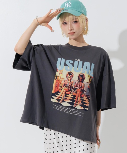 ANAP(アナップ)の「フォトプリントビッグT(Tシャツ/カットソー・レディース・ホワイト/ブラウン/ダークグレー・F)」の14枚目の写真