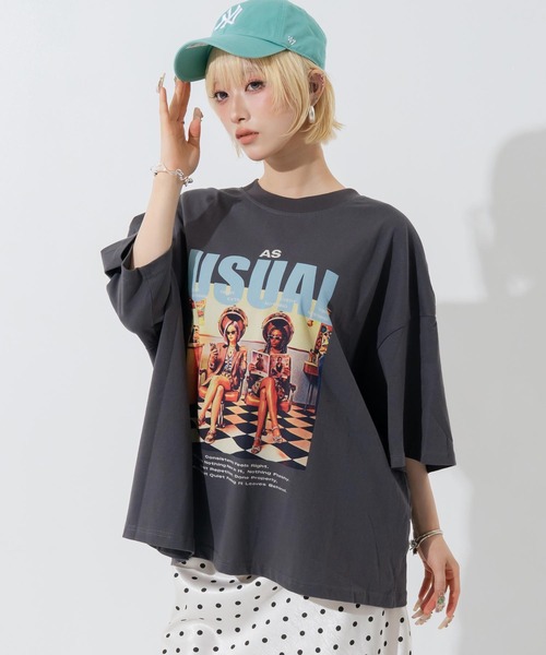 ANAP(アナップ)の「フォトプリントビッグT(Tシャツ/カットソー・レディース・ホワイト/ブラウン/ダークグレー・F)」の16枚目の写真