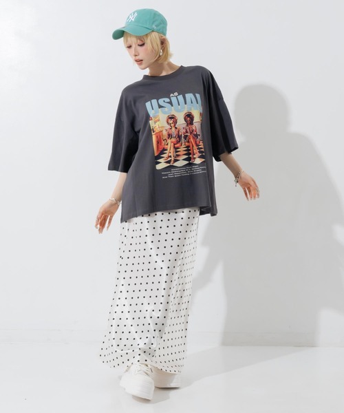 ANAP(アナップ)の「フォトプリントビッグT(Tシャツ/カットソー・レディース・ホワイト/ブラウン/ダークグレー・F)」の17枚目の写真