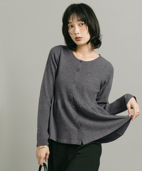 coca(coca)(コカ)の「リッチニットリブ長袖ペプラムカーディガン(カーディガン/ボレロ・レディース・チャコール/ブラウン・L/M/S)」の9枚目の写真