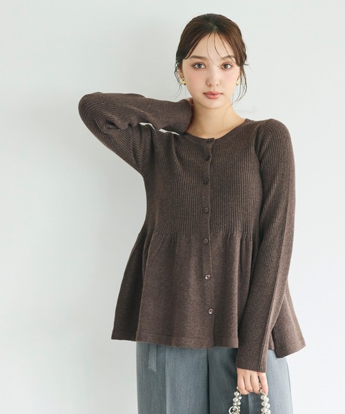 coca(coca)(コカ)の「リッチニットリブ長袖ペプラムカーディガン(カーディガン/ボレロ・レディース・チャコール/ブラウン・L/M/S)」の20枚目の写真