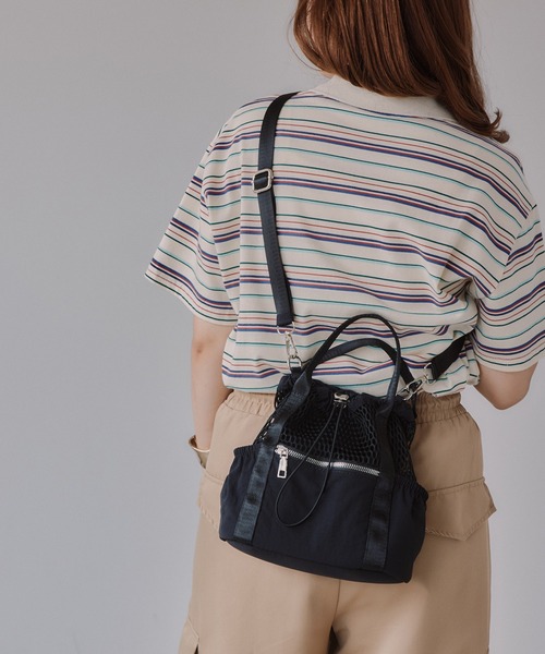 210nouve(トゥージュヌーブ)の「2WAY メッシュ ナイロン バッグ(ハンドバッグ・レディース・ブラック/グレー/ベージュ・FREE)」の9枚目の写真