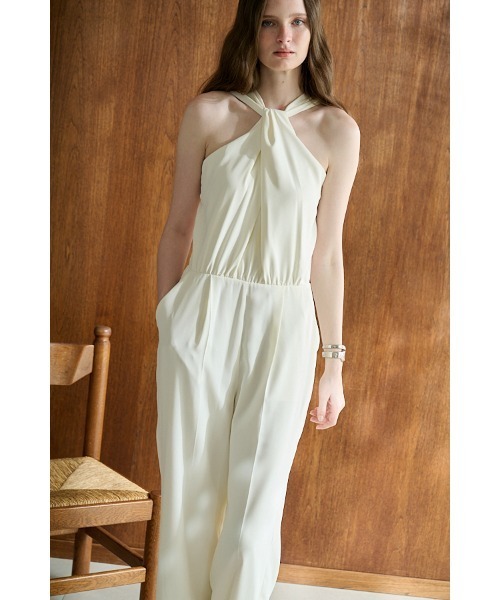 Estella.K(エステラケー)の「Elisandra Jumpsuit ツイストネックジャンプスーツ(サロペット/オーバーオール・レディース・ブラック/オフホワイト・FREE)」の8枚目の写真