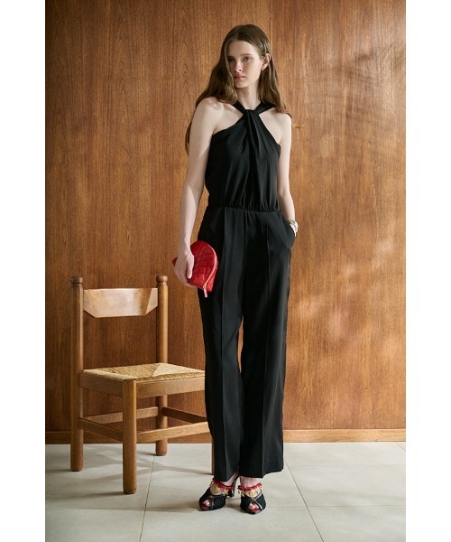 Estella.K(エステラケー)の「Elisandra Jumpsuit ツイストネックジャンプスーツ(サロペット/オーバーオール・レディース・ブラック/オフホワイト・FREE)」の22枚目の写真