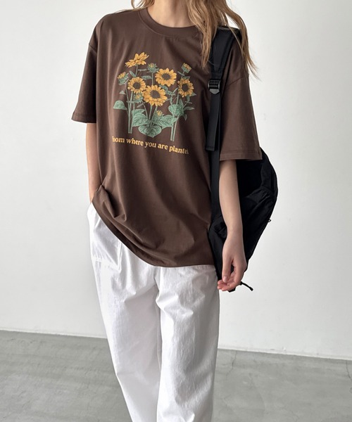 CANAL JEAN(キャナルジーン)の「Lakey Park HIMAWARI Tシャツ(Tシャツ/カットソー・レディース・ブラウン・ONE SIZE)」の1枚目の写真