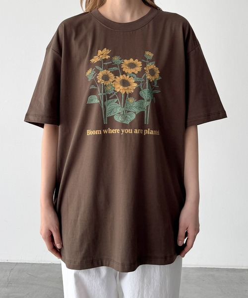 CANAL JEAN(キャナルジーン)の「Lakey Park HIMAWARI Tシャツ(Tシャツ/カットソー・レディース・ブラウン・ONE SIZE)」の5枚目の写真