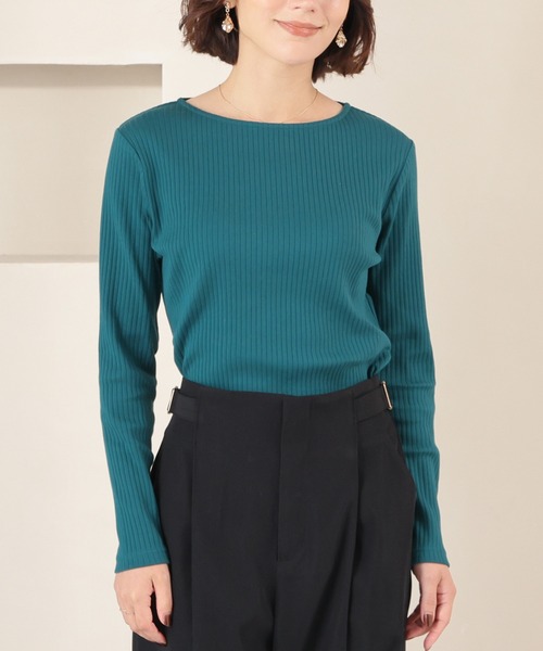 GLACIER lusso(グラシアルッソ)の「ボートネックトップス(Tシャツ/カットソー・レディース・ワインレッド/アイボリー/グリーン/ブラック/マスタード・L/M/LL)」の3枚目の写真
