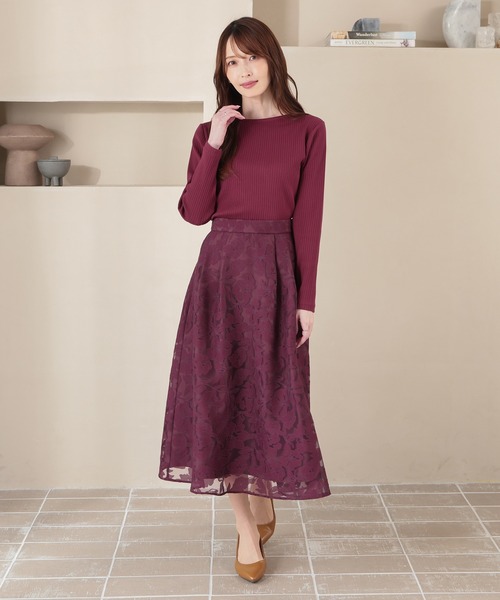 GLACIER lusso(グラシアルッソ)の「ボートネックトップス(Tシャツ/カットソー・レディース・ワインレッド/アイボリー/グリーン/ブラック/マスタード・L/M/LL)」の12枚目の写真