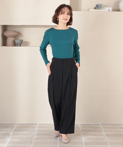 GLACIER lusso(グラシアルッソ)の「ボートネックトップス(Tシャツ/カットソー・レディース・ワインレッド/アイボリー/グリーン/ブラック/マスタード・L/M/LL)」の20枚目の写真
