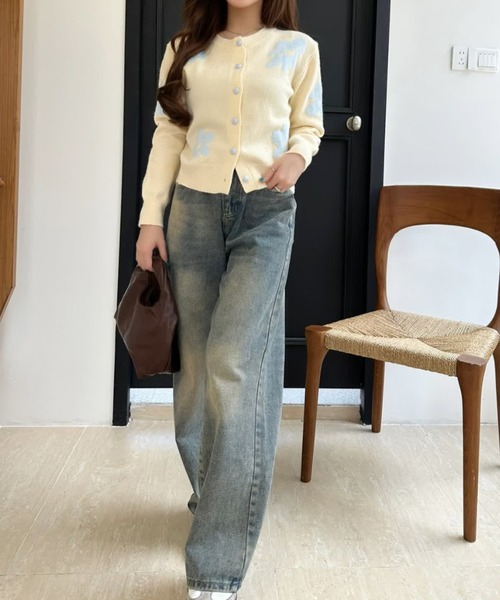 Ada.(エイダ)の「フラワーモチーフ ロングスリーブ ニット カーディガン(カーディガン/ボレロ・レディース・イエロー/ホワイト/グレー/ブラック・FREE)」の21枚目の写真