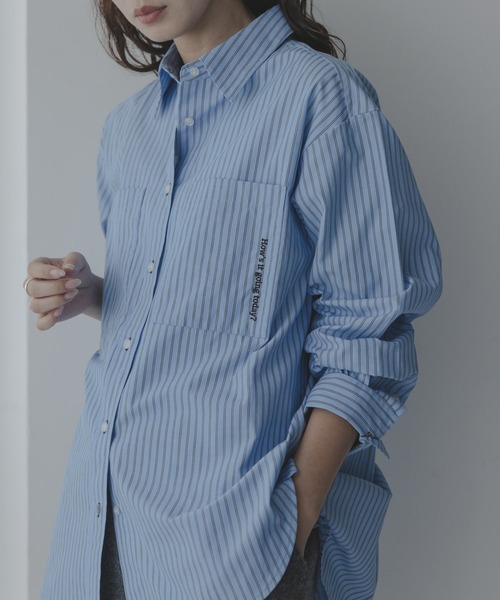 URBAN RESEARCH Sonny Label(アーバンリサーチサニーレーベル)の「エンブロイダリーアソートストライプシャツ(シャツ/ブラウス・レディース・その他1/その他2/ブルー・FREE)」の2枚目の写真