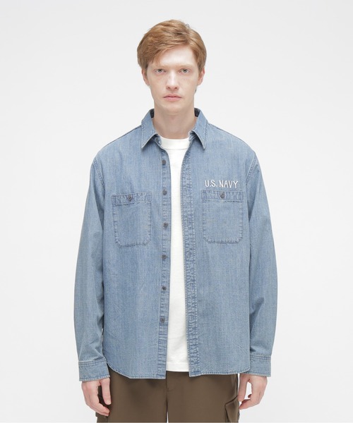 AVIREX(アヴィレックス)の「《NAVAL COLLECTION》CHAMBRAY NAVY TOUR LONG SLEEVE SHIRT / シャンブレー ツアー 長袖シャツ / AVIREX /アヴィレックス(シャツ/ブラウス・メンズ・インディゴブルー/ライトインディゴブルー・X-LARGE/LARGE/MEDIUM/XX-LARGE)」の8枚目の写真