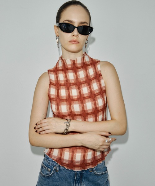 JOSE MOON(ジョゼムーン)の「SHEER PLEATED BLOUSE(シャツ/ブラウス・レディース・ボルドー/ブラウン/レッド・FREE)」の4枚目の写真