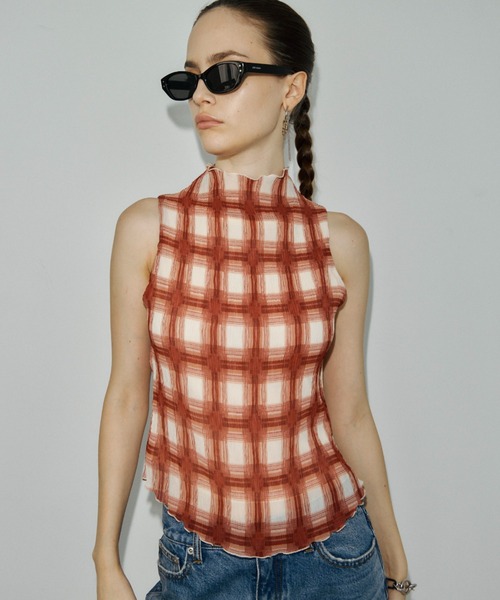 JOSE MOON(ジョゼムーン)の「SHEER PLEATED BLOUSE(シャツ/ブラウス・レディース・ボルドー/ブラウン/レッド・FREE)」の6枚目の写真