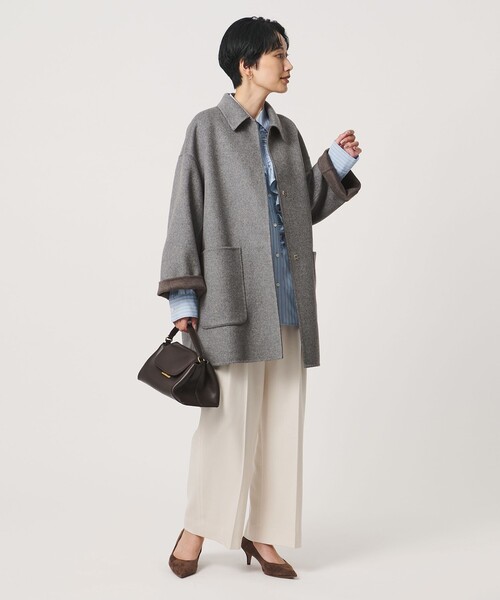 UNITED ARROWS(ユナイテッドアローズ)の「バイカラー リバー ステンカラー コート(ステンカラーコート・レディース・その他1/オフホワイト/ネイビー・36/38)」の4枚目の写真
